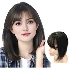 Anemone Jewelry Silk Base Fringe Human Hair Topper For Women Thin 18g  Middle Part Clip In Toupee With 3D Air Bang Hair 10inch Straight Hair Bangs  Wiglets Hairpieces Light (Natural Color) :