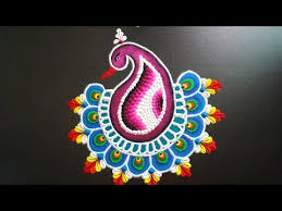 Peacock Rangoli Easy Beautiful Peacock Rangoli Design Easy Peacock Rangoli For Diwali Youtube Rangoli Designs Peacock Rangoli Diwali