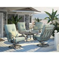 Get into the summertime swivel with homecrest. Homecrest Emory Cushion High Back Swivel Rocker Outdoor Chat Set Hc Emory Set3