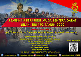 Admin july 29, 2019 no comments. Permohonan Perajurit Muda Tentera Darat 2020 Online Siri 193
