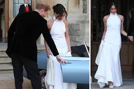 Meghan markle's second wedding is stella mccartney— and, surprise, it's gorgeous the bride changed into a white halter gown for the evening reception. Daily Star On Twitter Meghan Markle S Second Royal Wedding Dress How To Get The Look On A Budget Https T Co Jcqnmodytr