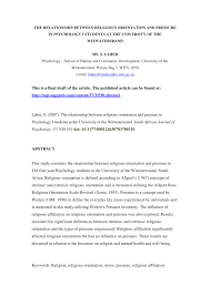 Pdf The Relationship Between Religious Orientation And Pressure In Psychology I Students At The University Of The Witwatersrand