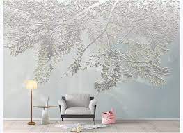 Simple Modern 3d Tree Branches With Leaves Wallpaper Wall Etsy Tree Wallpaper Living Room Wallpaper Living Room Bedroom Wall Murals