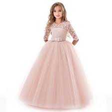 Girls Kids Formal Lace Princess Party Wedding Dresses Full Length Ball Gown Dress In 2020 Girls Formal Dresses Girls Party Dress Wedding Dresses For Girls