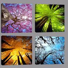 These wall stickers infuse nurseries and bedrooms with color and creativity. Hd Printed Poster Decor For Living Room 4 Pieces Beautiful Colorful Four Seasons Tree Paintings Wall Art Modular Pictures Canvas Painting Calligraphy Aliexpress
