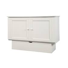 The supplied mattress is covered by a limited 3 year warranty. Cottage White Murphy Bed Cabinet Sleepworks