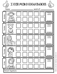 positive behavior support weekly sticker chart for good choices