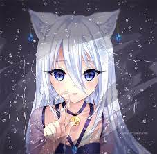 Image result for female werewolf white wolf cute anime. Anime Girl With White Hair And Wolf Ears