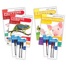 4pk Wipe Clean Workbooks And Dry Erase Markers Grade K 3 Bendon Cleaning Wipes Indoor Toys Wipes