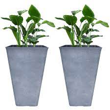 Balcony planters fence planters modern planters outdoor planters outdoor walls outdoor gardens balcony privacy plants railing tall outdoor planters deck planters resin planters large planters long planter boxes rectangular planter box indoor planter box bamboo planter. Tall Planters 26 Large Flower Pots Pack 2 Indoor And Outdoor Patio Deck Resin Rectangular Planters Gray Buy Online At Best Price In Uae Amazon Ae