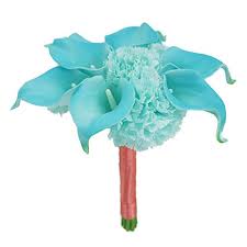 Wedding bouquets 17 pcs silk flower bridal package aqua turquoise peach copper. 15stems Bridesmaid Bouquet Lily Garden Real Touch Calla Lily Coral And White And Carnation Turquoise Flowers Wedding Bouquet Mimbarschool Com Ng