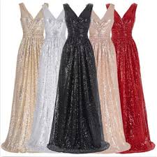 Black And Silver Gown Dress Long V Neck Sequin Sparkly A Line Red Black Champagne Silver Bridesmaid Dresses W Sequin Bridesmaid Dresses Silver Bridesmaid Dresses Long Bridesmaid Dresses