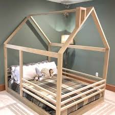 Full Size House Bed Frame Mattress Slats Railing Made In Etsy Toddler House Bed House Frame Bed House Beds