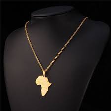 Black And Gold Necklace Fashion Jewelry Hiphop Africa Map Necklaces Pendants Platinum 18k Real Gold Plated For Men Women Jewelry Black Gold Jewelry Real Gold Jewelry Gold Chains For Men