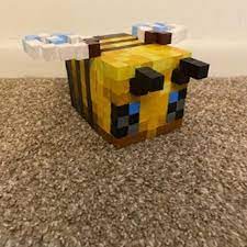 My sister made a minecraft bee out of tiny wooden blocks. Office Hand Made Minecraft Wood Blocks Bee With Stinger Poshmark