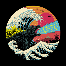 Black metal art blue artwork band posters psychedelic poster heavy metal art album cover art rock poster art artwork gojira band. Retro Wave Kaiju Vincent Trinidad Art In 2021 Art Prints Godzilla Wallpaper Retro Art
