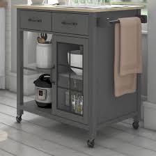 Wood and metal kitchen island paneling modern farmhouse exterior. Laurel Foundry Modern Farmhouse Amata 32 Kitchen Cart With Solid Wood Top And Locking Wheels Reviews Wayfair