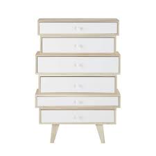 Cajonera Escandinava Con 6 Cajones De Paulonia Blanca Semainier Meuble Petit Meuble Rangement Cabinet De Rangement
