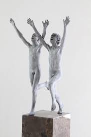 Wim van der Kant - Cursus Bronze Sculpture Contemporary Nude Boys Male  Figures Marble Stone For Sale at 1stDibs