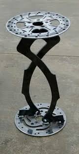 Recycled Funiture Floating Rotor Table Industrial Design Used Motorcycle Parts Funiture