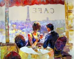 Couple In Cafe At Paris Romance And Love Paint By Number Numeral Paint Painting Masterpieces Painting Paris Painting
