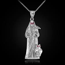 La santa muerte 14k gold plated 30 x 4mm chain. Sterling Silver Santa Muerte Pendant Jewelry Pendants Onlineinstitute Net