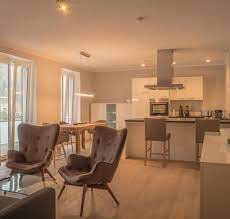 Das apartment verfügt über eine moderne küche, die mit einem kühlschrank, einer mikrowelle und einem wasserkocher ausgestattet ist. Premium Lifestyle Apartments Romantik Jugendstilhotel Bellevue