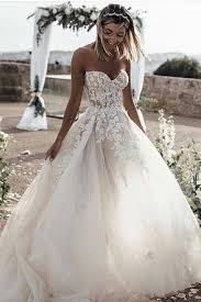 A Line Tulle Skirt Floral Lace Sweetheart Wedding Dresses Backless Wedding Dresses Strapless Wedding Dress Guide Applique Wedding Dress