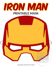 Free Printable Superhero Face Masks For Kids Simple Mom Project In 2020 Iron Man Mask Mask For Kids Iron Man