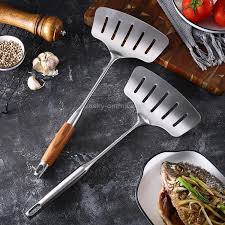 Stainless Steel Fried Fish Spatula Creative Leak Shovel Fried Steak Flat  Spatula, Style:All Steel Handle