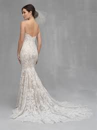 Spaghetti Strap Beaded Lace Fit And Flare Wedding Dress By Allure Bridals Image 2 Allure Wedding Dresses Allure Bridal Fit And Flare Wedding Dress