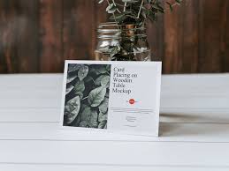 Free Greeting Card Mockup On A Wooden Table Free Mockup In 2020 Free Greeting Cards Stationery Mockup Mockup Free Psd