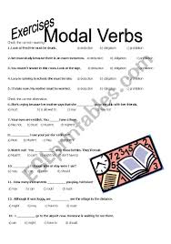 Check spelling or type a new query. Modal Verbs Exercises Esl Worksheet By Lihgf