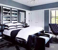 White And Blue Border Duvet And Shams Contemporary Bedroom Bedroom Interior Contemporary Bedroom Black White Bedrooms