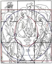 Trinity doktrinini ortaya çıkarma çabasında rublev, tipik olarak abraham ve sarah'nın konukseverlik hikayesinin resimlerinde yer alan geleneksel olay örgüsü unsurlarının çoğunu terk etti. Rublev Trinity