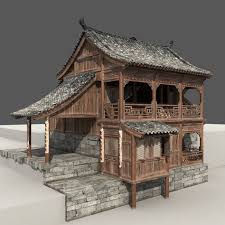 Chinese Old Wooden House 3d Model House 3d Model Chinese Buildings China Architecture
