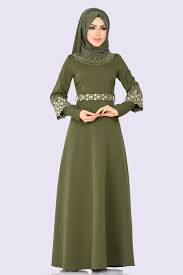 Modaselvim Elbise Volani Nakisli Kemerli Elbise 608l263 Haki Islamic Dress Dresses Fashion