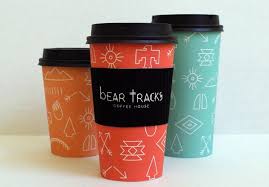 Bear Tracks Coffee Cups They Have A Cute Frequent Buyer Card Posted Here Too Kemasan Produk Kemasan Desain