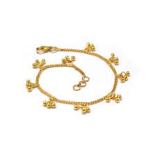 Solid gold 18k charm anklet cute. 18k Gold Anklet Bracelet With Bells Ankle Bracelet Gold Bell Dainty Abhika Jewels