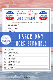 Labor Day Word Scramble Game Labor Day Printable Games Etsy In 2020 Scramble Game Printable Games Day
