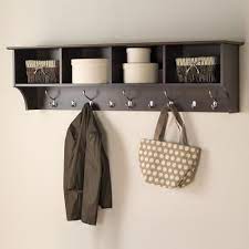 Prepac 60 In Wall Mounted Coat Rack In Espresso Eec 6016 The Home Depot Hanging Entryway Shelf Entryway Shelf Coat Rack Wall