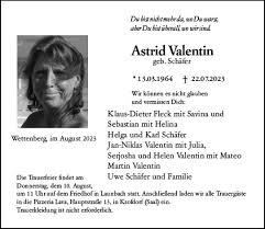 Traueranzeigen von Astrid Valentin