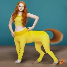 Realistic depiction of sadie sink as a yellow centaur at a hospital on  Craiyon