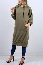Kol Lastikli Cepli Haki Bayan Sweat Tunik 9194b Moda Stilleri The Dress Kadin Giyim