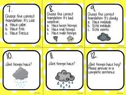 Spanish Weather Vocabulary Task Cards Freebie Weather Vocabulary Vocabulary Task Cards Task Cards