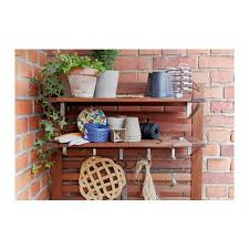 Applaro Brown Brown Stained Bench W Panel Shelves Outdoor Ikea Outdoor Shelves Staining Wood Wall Paneling