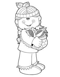 Indian and pilgrim coloring pages | thanksgiving printables of pilgrims and indians sharing food. 30 Free Printable Native American Coloring Pages