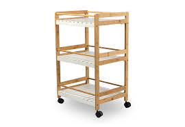 White Natural Arlon 3 Tier Kitchen Trolley Amart Furniture
