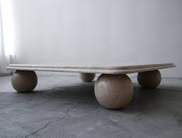 Oval or rectangular coffee tables are best in smaller rooms or in rooms with 2 identical sofas facing each other Postmodern Square Low Profile Travertine Coffee Table Round Ball Legs At 1stdibs