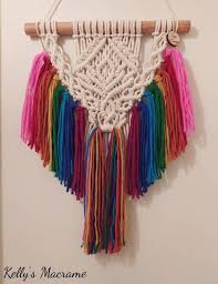 Macrame Wall Hanging Macrame Wall Decor Rainbow Wall Hanging Rainbow Colours Lotus Flower Home Decor Lgbtq Macrame Art In 2021 Macrame Wall Hanging Macrame Knots Pattern Wall Hanging